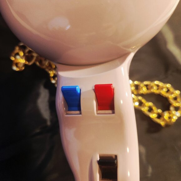 RARE MOSCHINO Hairdryer Crossbody Pink Bag with Gold Chain - Picture 7 of 8